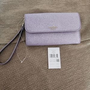 Kate Spade - Tinsel Glitter Fabric Medium Phone Wristlet Lilac Fros